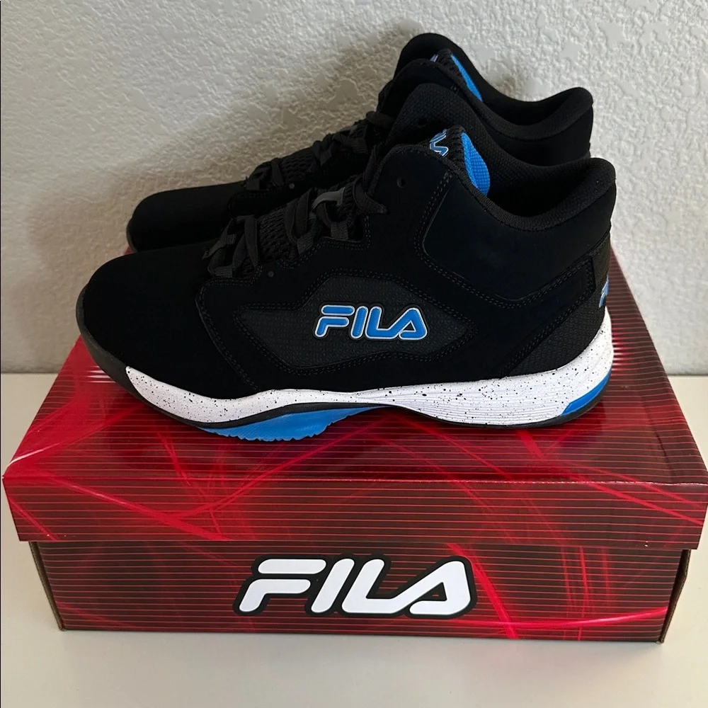 Fila Kid's Sweeper 21FW Black White Blue Sneakers Size 7 Youth New in‎ Box!
